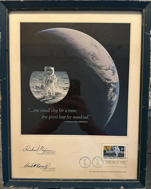 Apollo 11 Richard Nixon Signed First Man On The Moon Presentation Stamp