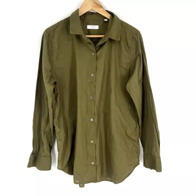 Equipment Femme Shirt Size XL Womens Olive Green Essential Cotton Button Up Top