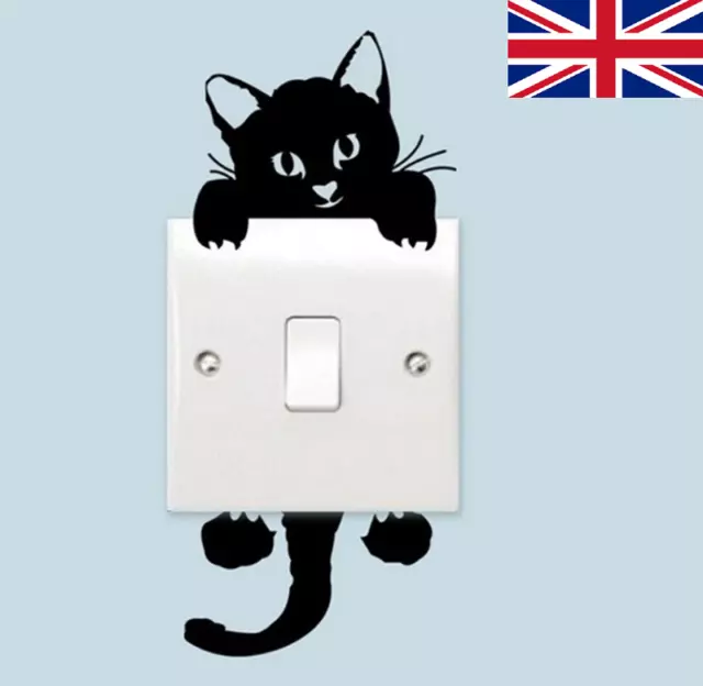 Black Cute Cat Light Switch Decal Vinyl Art 3D Wall Sticker Cat Lover Gifts