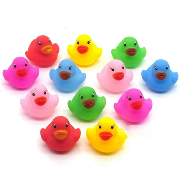 12 Pcs Colorful Baby Children Bath Toys Cute Rubber Squeaky Duck Ducky B-b