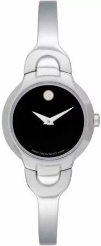 Nuovo Movado Donna Kara Quadrante Nero Acciaio Inox Braccialetto Watch 0605247