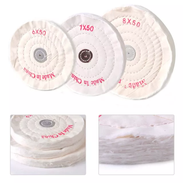 New Soft Cotton Cloth Arbor Hole Buffing Polishing Wheel Pad White Round Grinder