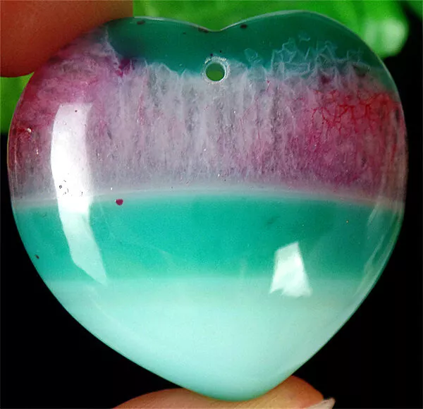 41x41x7mm Green&Deep Red Druzy Geode Agate Love Heart Pendant Bead ZL5453