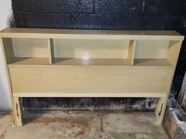 Beautiful Mid-Century Modern Blonde Full-Size Platform Bed W/ Bookcase Headboard