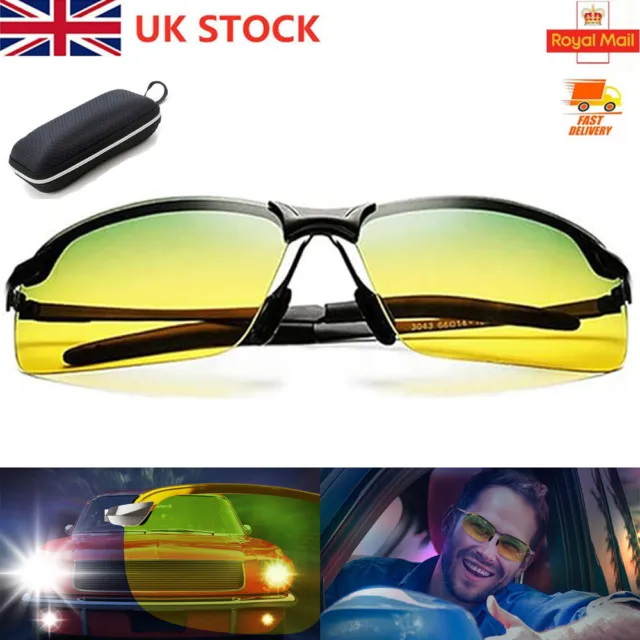 Unisex Day Night Driving Glasses Anti Glare Vision Polarized HD Tinted Lens New