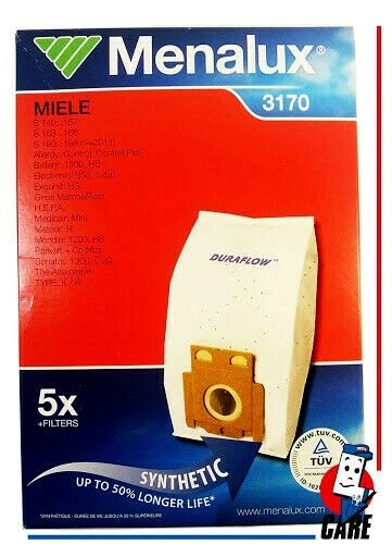 MENALUX 900196126 3170 SACCHETTI PER TRAINI  MIELE S xxx  ⇩⇩ Allergy-Brillant ⇩⇩