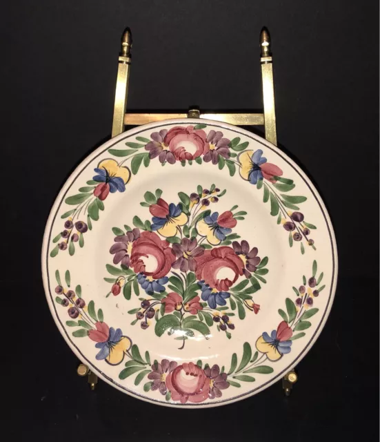 Lovely Signed Hungarian Hand painted 6 5/8" Pottery Ceramic Wall Plate Hungary