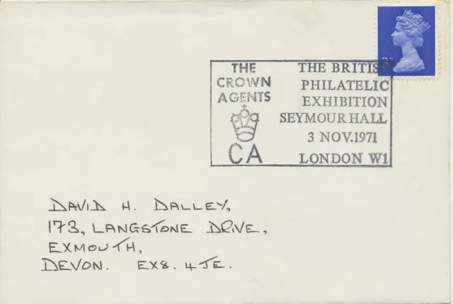 Gb Special Event Postmarks 1971 The British Philatelic Exhibition Seymour Hall