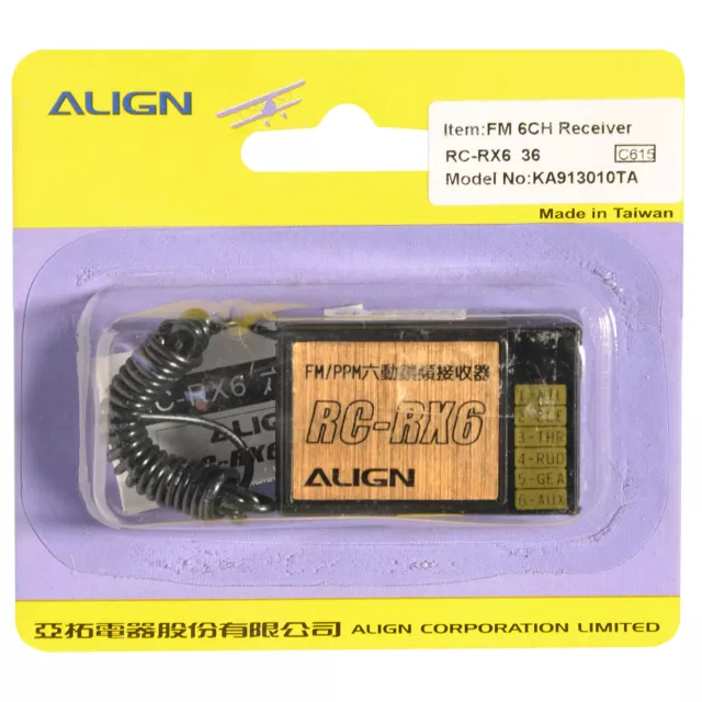 RC RX6 FM 36 MHz 6 Kanal Empfänger Receiver Align KA913010T 860005