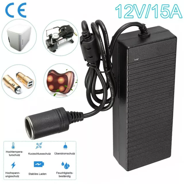 Spannungswandler 230V auf 12V 15A (180W) mit Zigarettenanzünder Buchse CE NEU