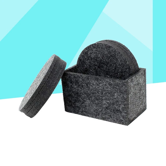 Set 6 Sottobicchieri Quadrati In Feltro Di Lana Grigio Naturale, Assorbenti E Antiscivolo, Ideali Per Regalo