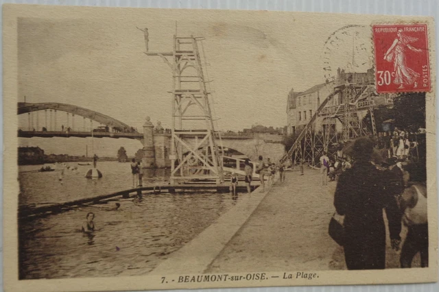 BEAUMONT SUR OISE 95 cpa la Plage Bon Etat 1938