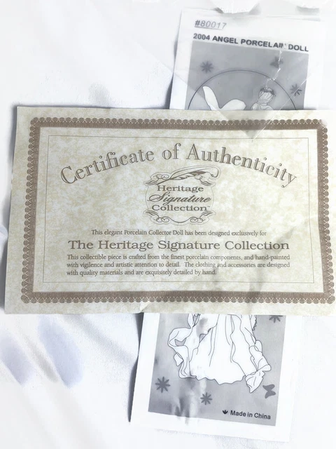 HERITAGE SIGNATURE COLLECTION 17" Porcelain Angel Wing Doll COA 2004 4