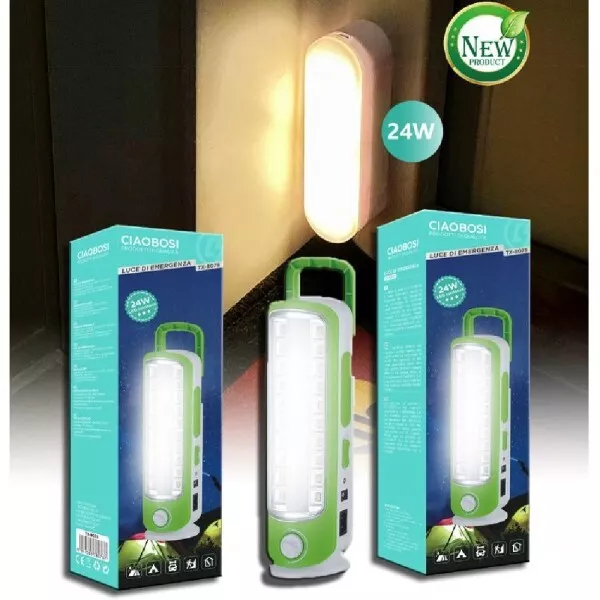 Lampada Luce Di Emergenza Led Portatile Ricaricabile Usb 1300mah Led 24w Tx-8078