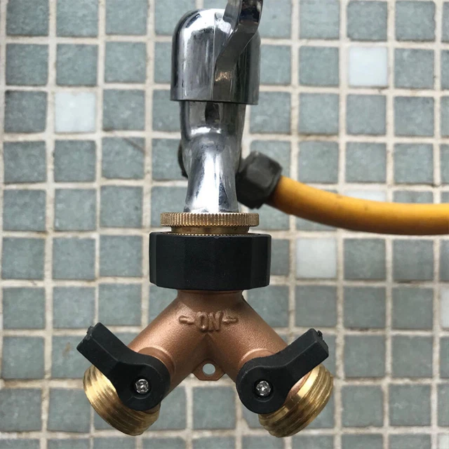 KZQ, sdoppiatore per tubo da giardino in ottone a 2 vie e connettore