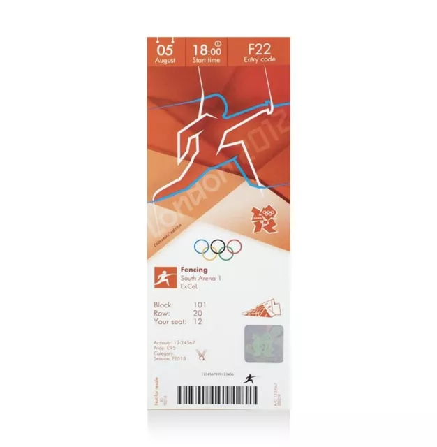 UNSIGNED London 2012 Olympics Ticket: Fencing, August 5th  Autograph