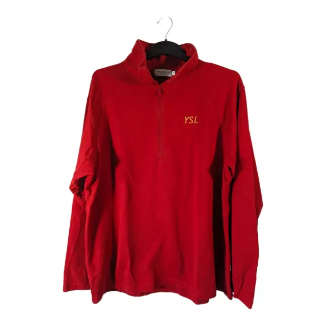 YVES SAINT LAURENT YSL Pullover Jumper Mens SIze L XL Red 1 4 Zip Oversized 34.99 PicClick UK