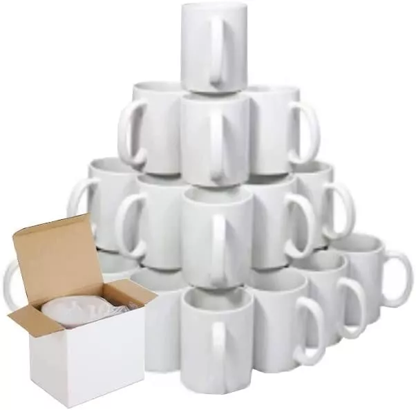 36 x Sublimation Mugs 11oz White Large Handle Coated Heat Press + 36 Gift Boxes 2