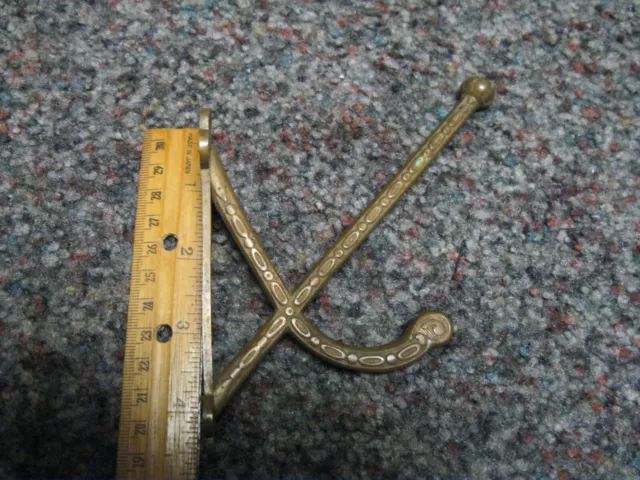 Brass Hat Coat Single Hook 4" Wall Ornate chain Detailed sturdy Strong