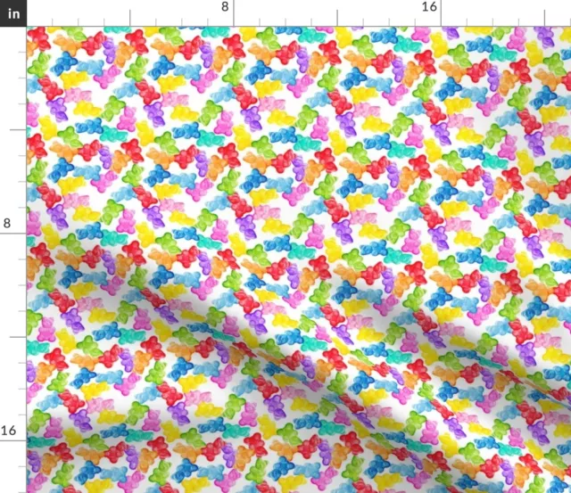 Scale Bears Candy White Sweets Gummies Bear Spoonflower Fabric by the Yard