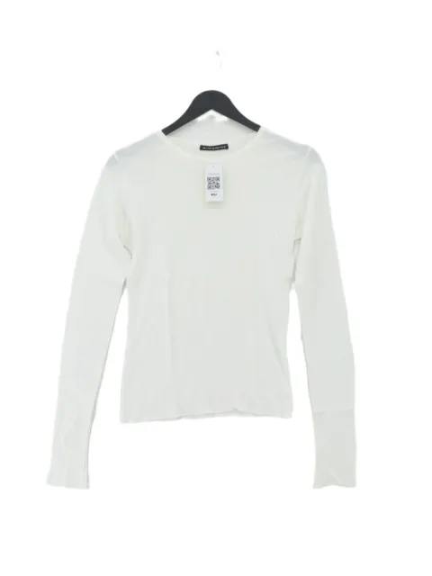 BRANDY MELVILLE WOMEN'S Top S White 100% Cotton Long Sleeve V-Neck