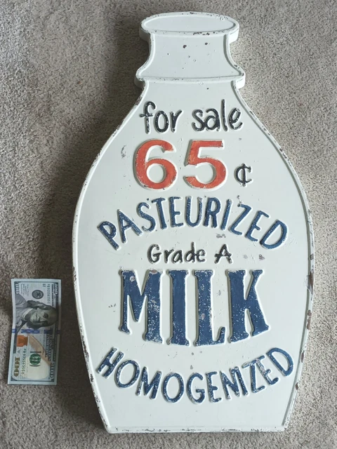 SIGNO DE METAL DE ESTAÑO 3d jarra de leche decoración láctea cocina arte 24 X 14