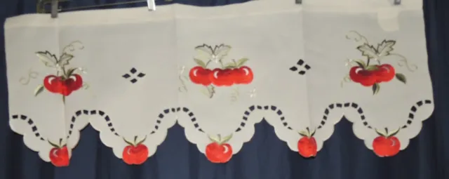 Embroidered / Cut Work Apple Kitchen  Window Valance NEW - 6  Available.