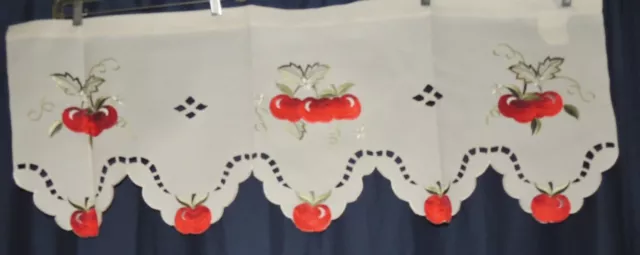 Embroidered / Cut Work Apple Kitchen  Window Valance NEW - 6  Available.