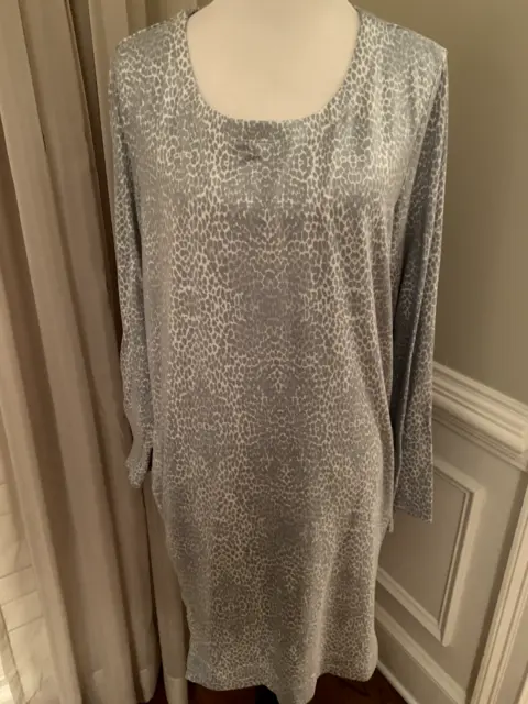 Croft and Barrow nightgown plus gown 1x poly blend knit gray animal print