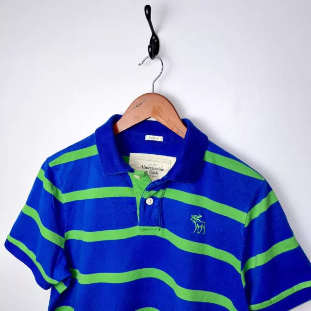 Abercrombie & Fitch Muscle Polo Shirt Men’s Size XXL Blue & Green Stripes