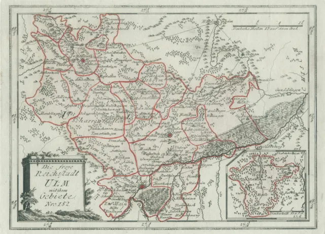 Ulm Umgebung Original Kupferstich Landkarte Reilly 1791