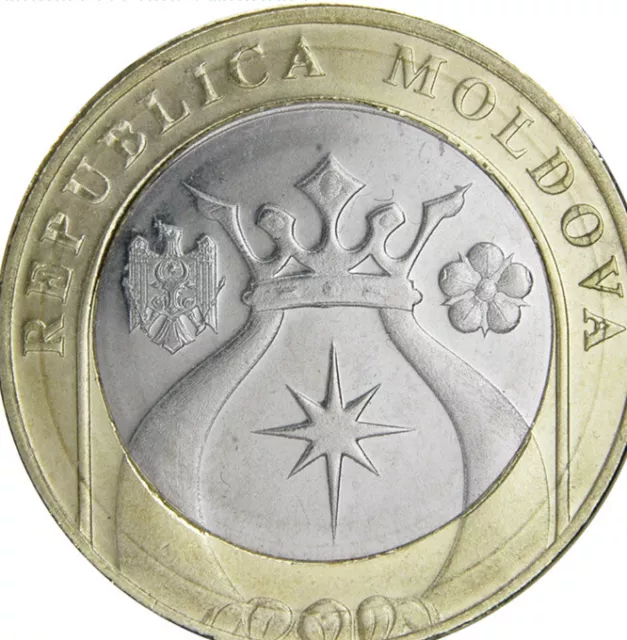 Moldova 🇲🇩 Coin 5 Lei 2018 UNC From Roll Bull Head Animal Shield Arms