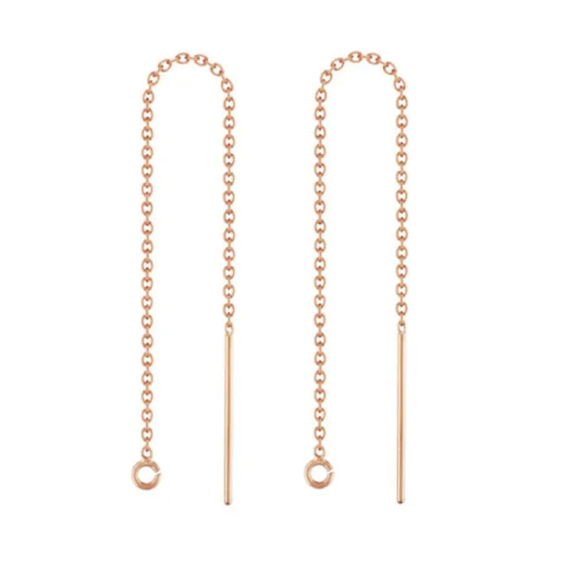 14K ROSE GOLD Filled Cable Chain Ear Threader w/ Open Ring Gold Filled ...
