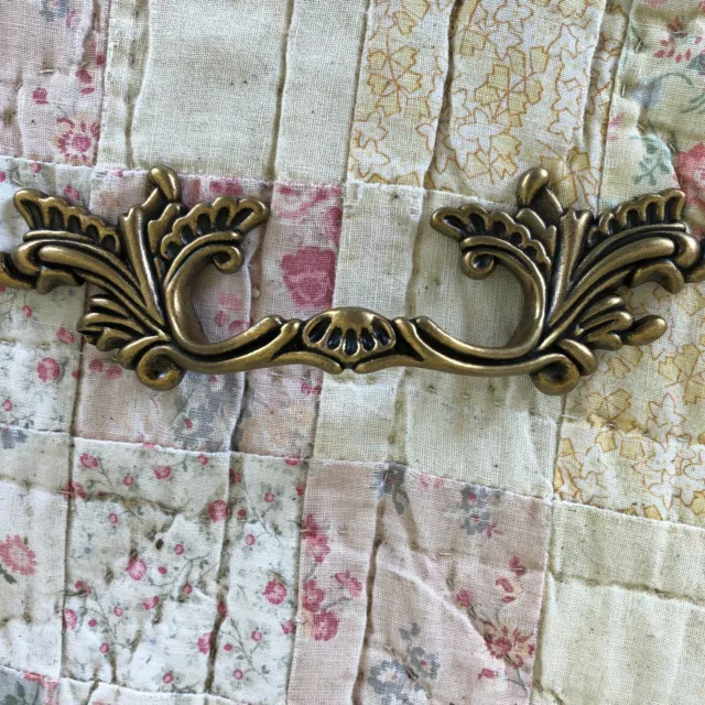 3" Center French Provincial drawer pulls Shabby Chic handle metal dark brass