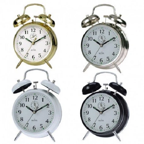 ACCTIM SAXON DOUBLE Bell Mechanical Key wound Or Quartz Alarm Clock £16