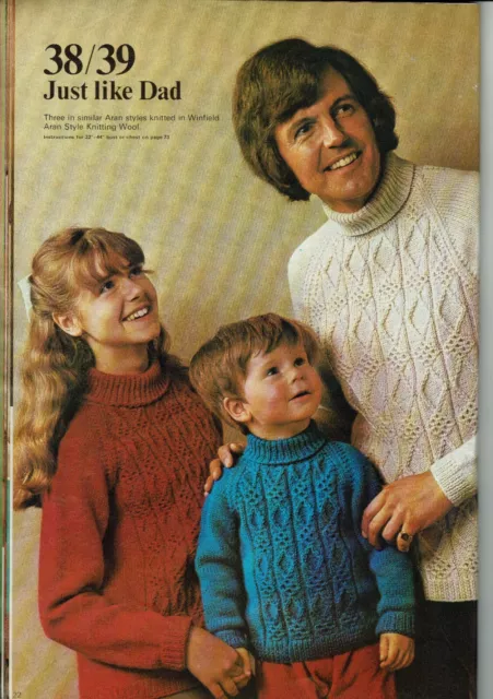 CHILD & ADULT Aran - style sweater, raglan sleeves, polo neck knitting ...