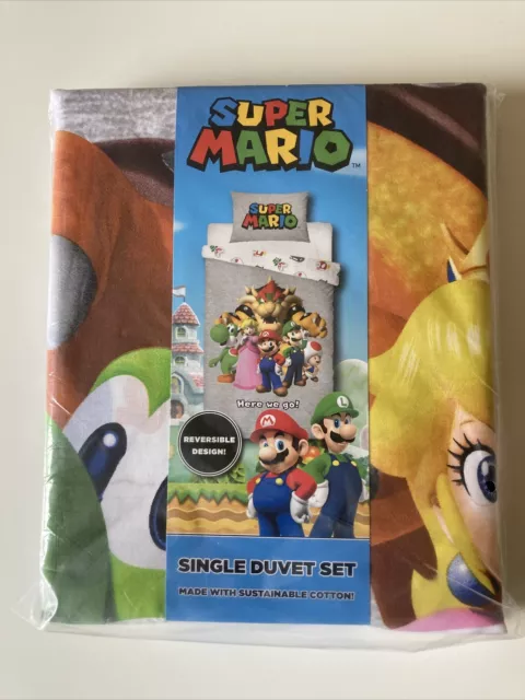 Juego de funda de edredón individual Super Mario Bros con ventilador de cama reversible dormitorio para juegos
