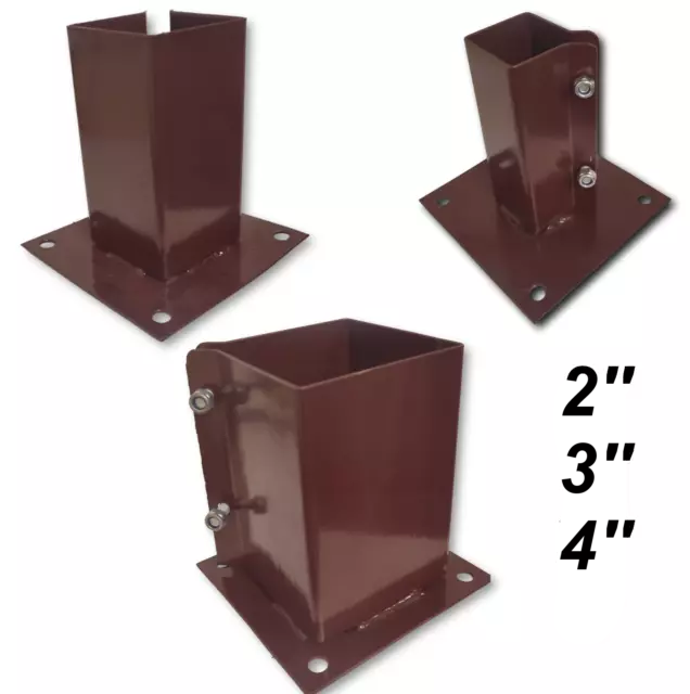 Bolt Down Post Shoe Support Fence Foot Base Support Square Bracket Powder Coated