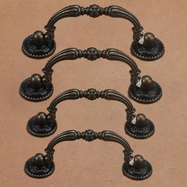 2PCS Vintage Drop Bail Dresser drawer Pull Antique Bronze Cabinet Handle Knob