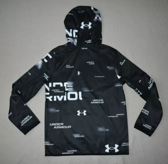 Under Armour Boys' Armour Fleece Printed Hoodie 1366751 001 Black/White NWT 2