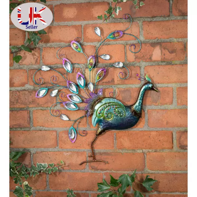 Hand-finished Diamante Peacock Wall Art Decoration With Jewel Details - NEW