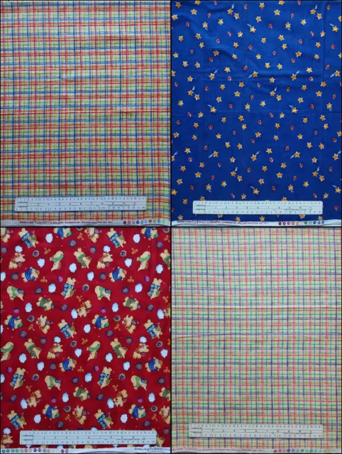 5 yds-Quilt Shop Cotton Flannel Fabric- Kimko's Kids - Benartex - 4 pieces