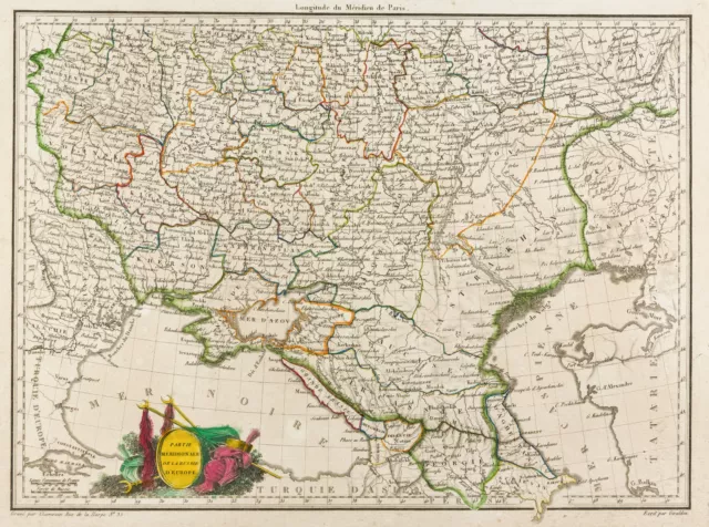 1812, antique map Russia Europe (South), malte-brun Lapie & Poirson