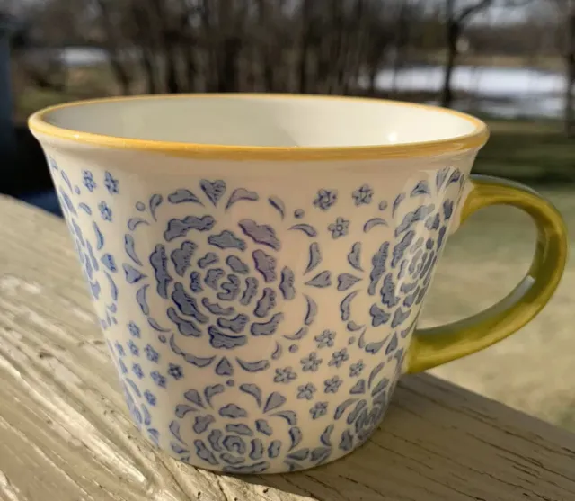 Pier 1 Imports Hand Painted Stoneware coffee mug One Cup Replacement Piece Blue