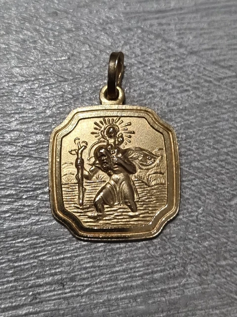 Médaille St Christophe Vintage Plaquée Or - 26x16mm Poinçonnée - Occasion