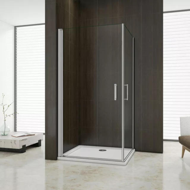 Mamparas de Ducha 185 CM Marco Gris Mate Dos Puertas Abatibles Cristal 5 MM