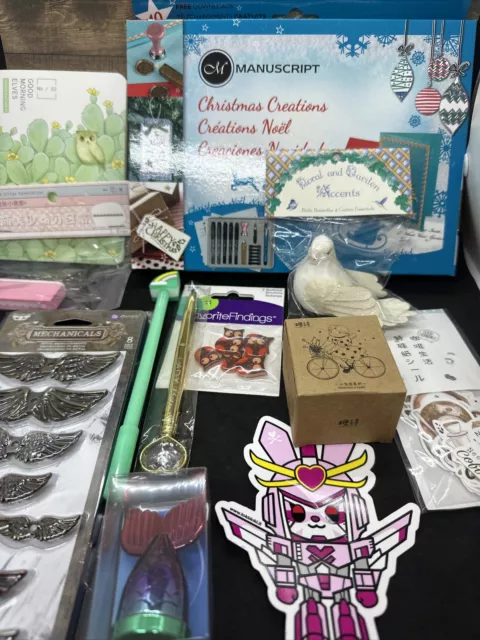 Lote de suministros de artesanía medios mixtos arte collage kit de caligrafía papel acento pájaro