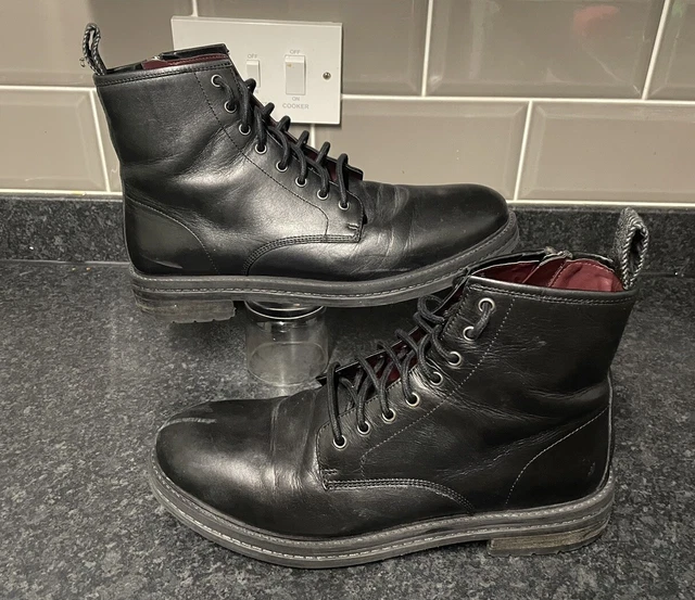 WALK LONDON MAX Top Cap Boots With Zip In Black Leather Size 8 £30.00