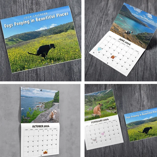 2024 DOGS POOPING in Beautiful Places Wall Calendar Funny Dog Christmas