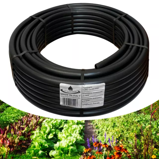 TUBO IRRIGAZIONE da GIARDINO in POLIETILENE ø 25 mm PN6 per GIARDINAGGIO ORTO